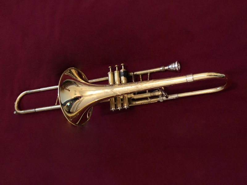 Side view of an alto valve trombone