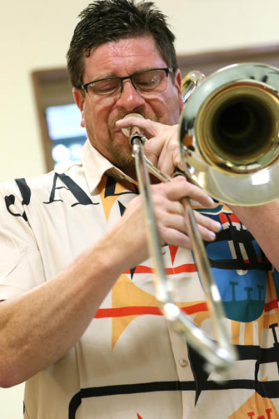 Darrell Hendricks playing trombone