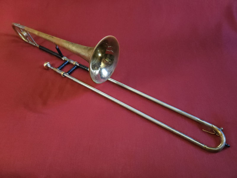 Side view of a trombone